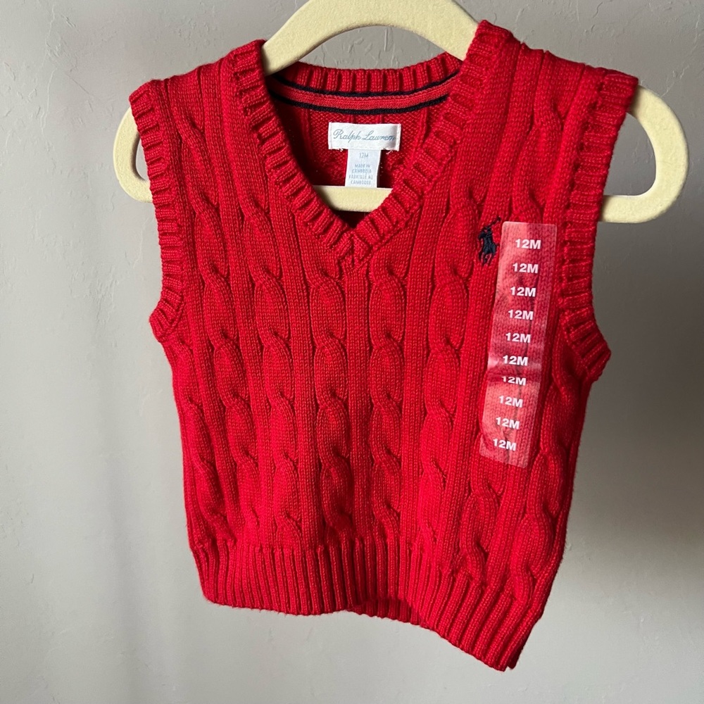 NWT Ralph Lauren 12M Red Sweater Vest